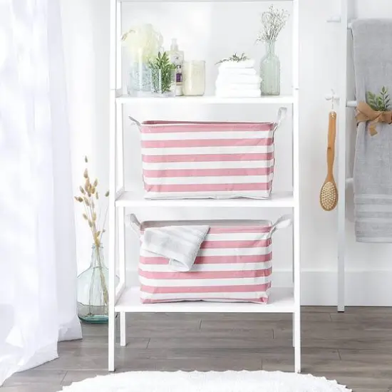 DII&reg; Striped Laundry Bins, 2ct. Rose Stripe {4}