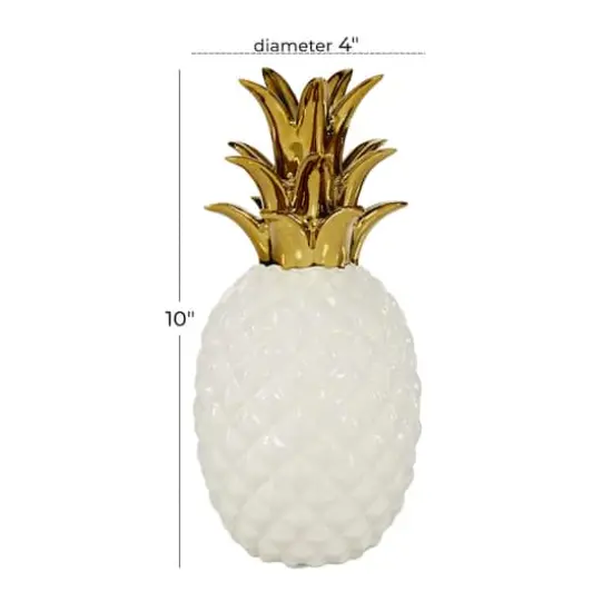 CosmoLiving by Cosmopolitan White Porcelain Modern Decorative Pineapple, 10" x 4" x 4" {7}