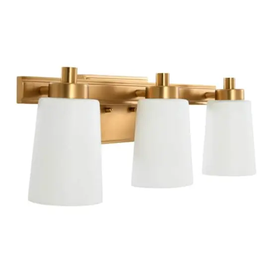 Hello Honey&reg; Robert Stevenson Lighting Sullivan Park Frosted Glass & Metal 3-Light Vanity Brushed Gold {6}