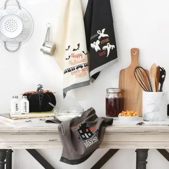 DII&reg; Assorted Halloween Embroidered Dishtowel Set {5}