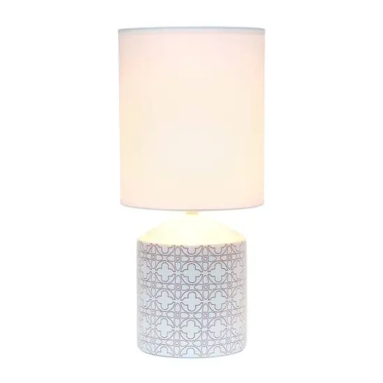 Simple Designs 18.5" Fresh Prints Table Lamp White with Flowers {3}