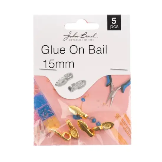 John Bead Must Have Findings 15mm Glue-On Bails, 5ct. Gold {4}