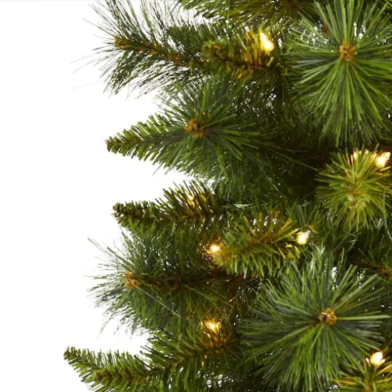 3ft. Pre-Lit New Haven Pine Artificial Christmas Tree, Warm White LED Lights {5}
