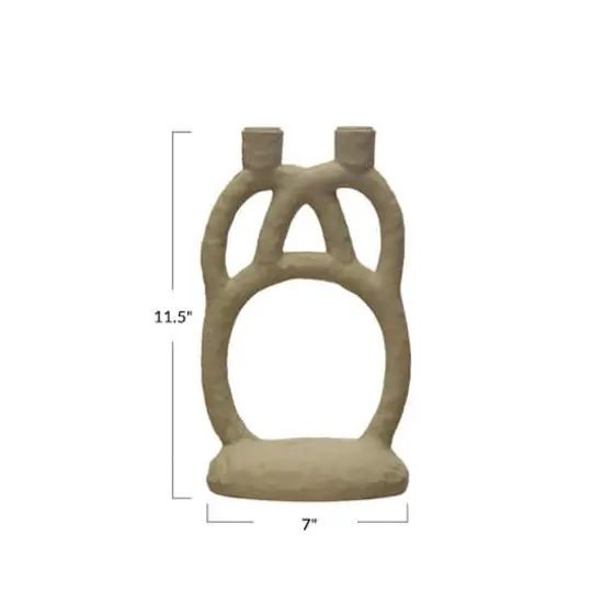 Hello Honey&reg; 12" Ivory Modern Sculptural Double Taper Candle Holder {6}