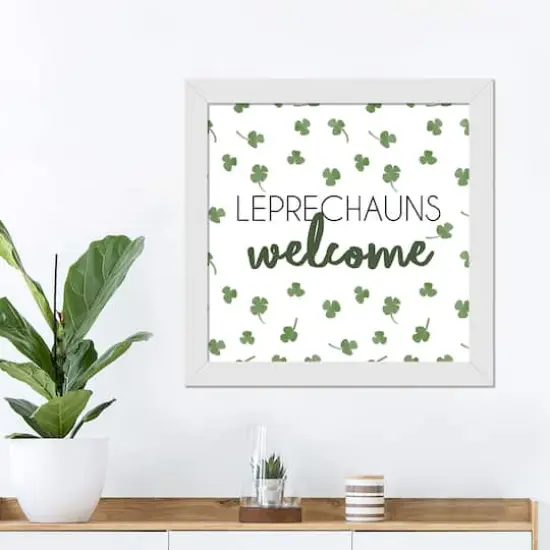 Leprechauns Welcome 16" x 16" White Framed Print Under Plexiglass {3}