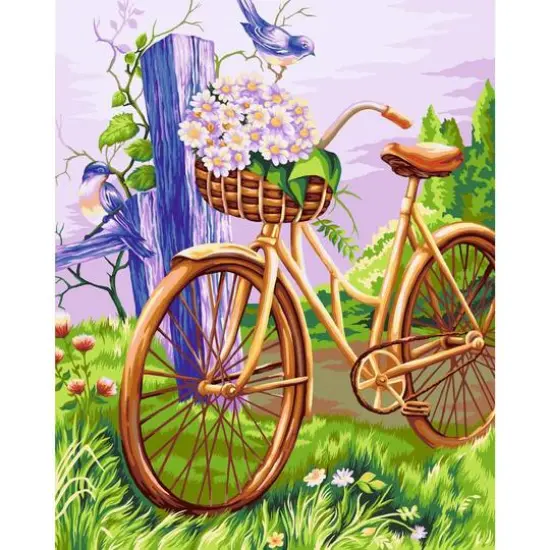 Crafting Spark Bicycle with Flowers Painting by Numbers Kit {1}