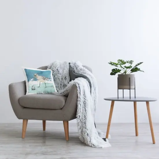 Stupell Industries Beach Bird Round Shell Blue Ocean Coastal Map Throw Pillow 18" x 18" {3}