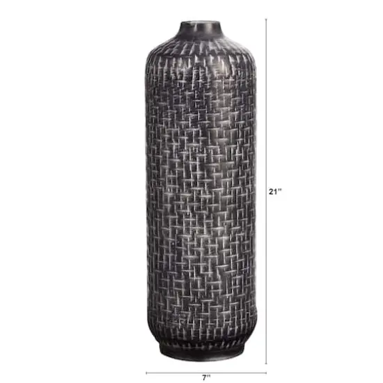 21" Embossed Metal Cylinder Vase {3}