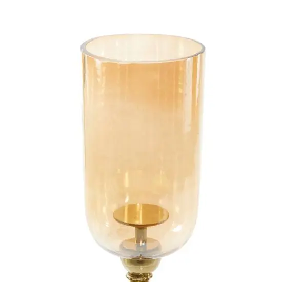 34" Gold Aluminum & Glass Traditional Candlestick Holder {4}