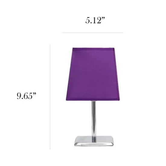 Simple Designs™ 9.5" Mini Chrome Table Lamp with Squared Empire Shade Purple {4}