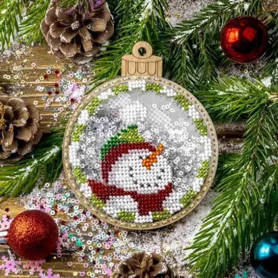 Wonderland Crafts Snowman & Santa Ball Ornament Bead Embroidery Kit {3}