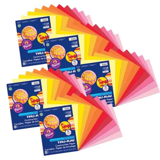 Tru-Ray&reg; 9" x 12" Warm Assorted Construction Paper, 5 Packs of 50 Sheets {1}