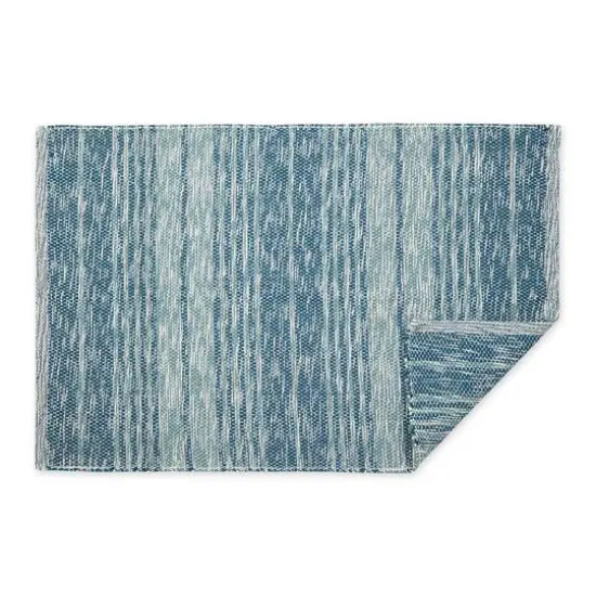 DII&reg; Variegated Stripe Handwoven Recycled Yarn Rug, 2ft. x 3ft. Teal {4}