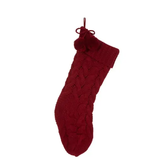 Glitzhome&reg; 24" Red Knited Christmas Stocking {1}