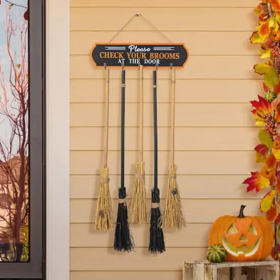 Glitzhome&reg; 42" Halloween Wood Brooms Parking Porch D&eacute;cor {4}
