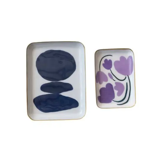 Hello Honey&reg; Floral & Abstract Print Enameled Metal Tray, 2ct. {3}