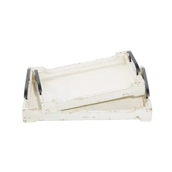 White Wood Traditional Tray Set {8}