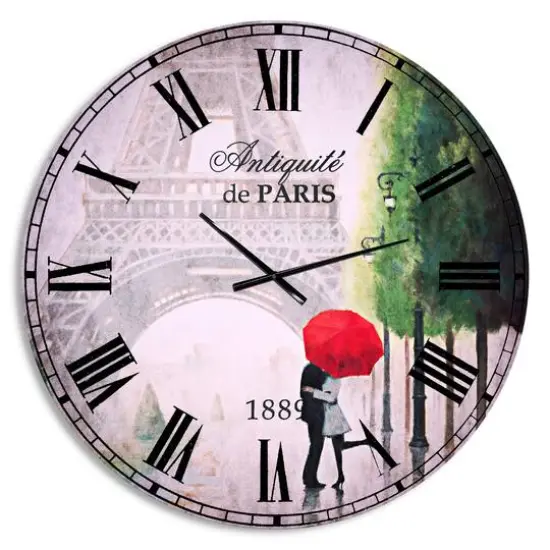 Designart Paris Romance Couples III Wall Clock {1}
