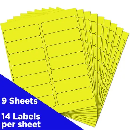 JAM Paper 1.3" x 4" Address Labels, 126ct. Neon Yellow {6}