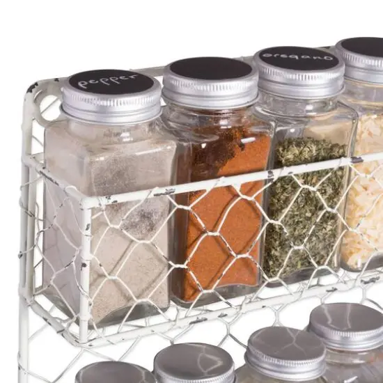 DII&reg; 10" Antique White 2 Row Chicken Wire Spice Rack {5}
