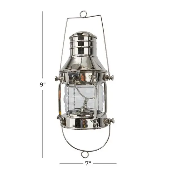9" Silver Brass Candle Lantern {7}