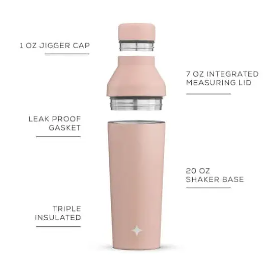 JoyJolt&reg; 20oz. Vacuum Insulated Cocktail Protein Shaker Pink {5}