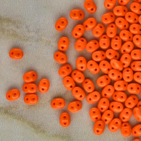 Superduo Two-Hole Czech Glass Beads Orange Solid {3}