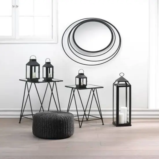 12" Black Iron & Glass Square Lantern {3}