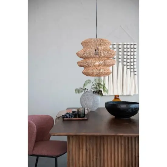 Hello Honey® 16" Boho Natural Woven Rattan Sculptural Pendant Light {12}