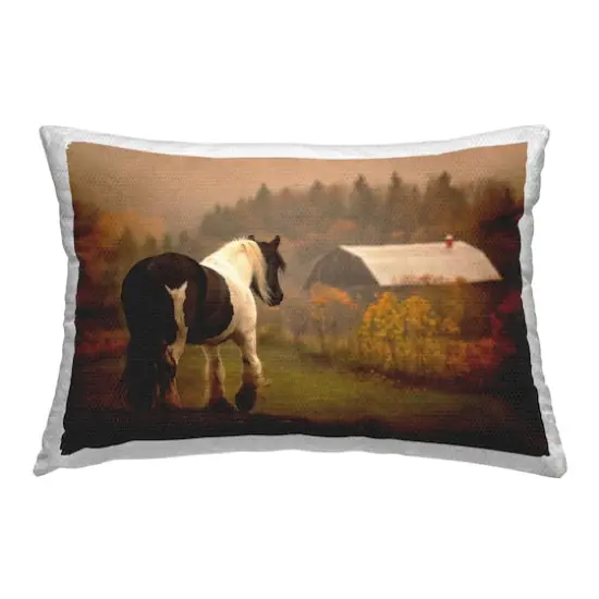 Stupell Industries Horse Overlooking Barn Outdoor Printed Pillow {1}