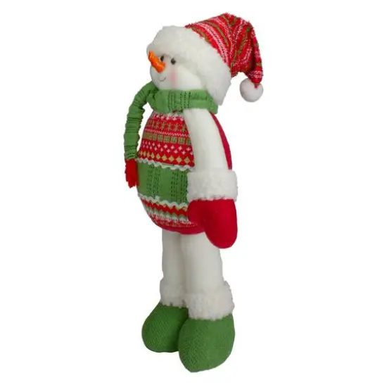 17.5" Red & Green Jolly Plush Snowman Christmas Figure {5}