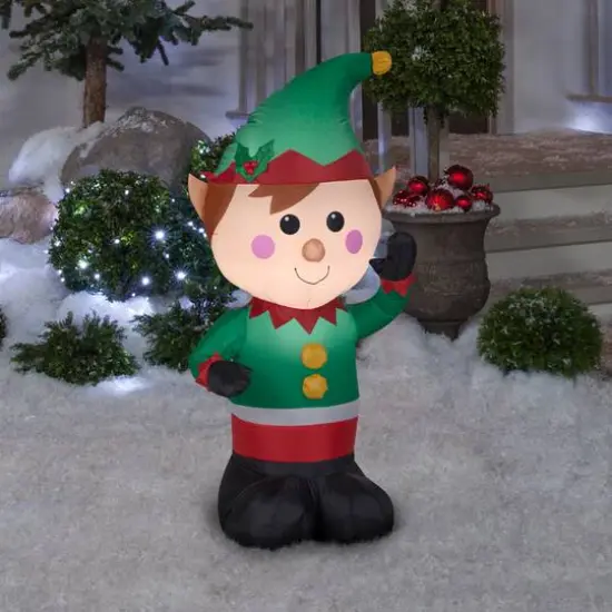 4ft. Airblown&reg; Inflatable Christmas Waving Elf {3}