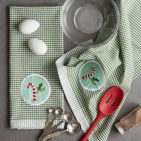 DII&reg; Candy Cane Embellished Dishtowel Set {6}