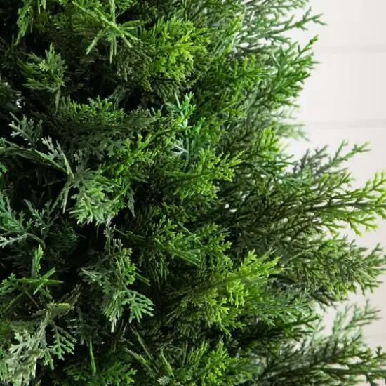 3ft. UV-Resistant Cedar Tree in White Planter {7}