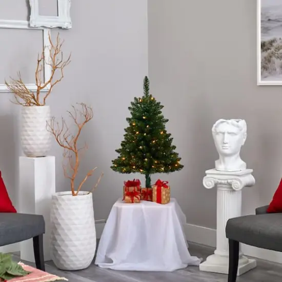 3ft. Pre-Lit Northern Rocky Spruce Artificial Christmas Tree, Clear LED Lights {7}