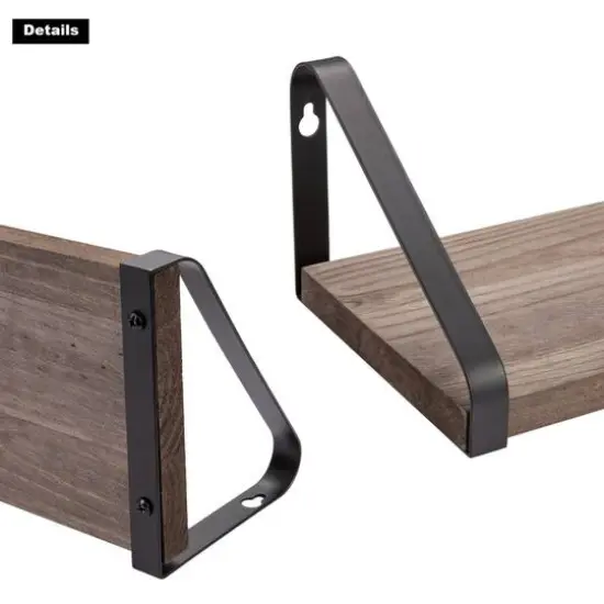 Rustic Wood Floating Wall Shelves Set {5}