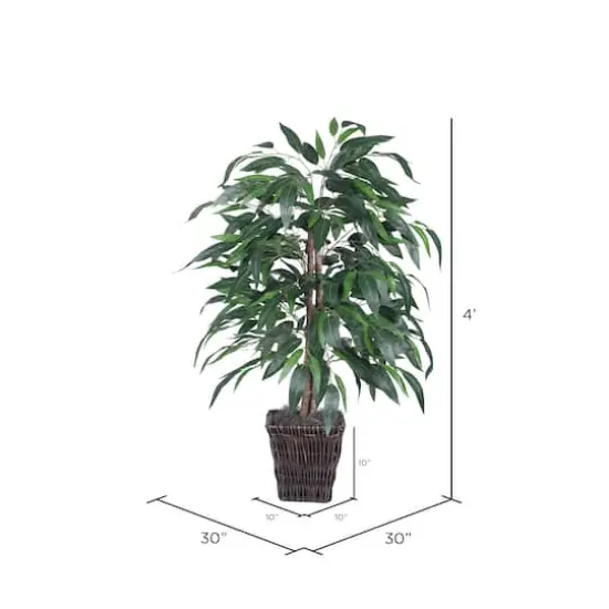 4ft. Artificial Mango Bush with Square Willow Basket {5}