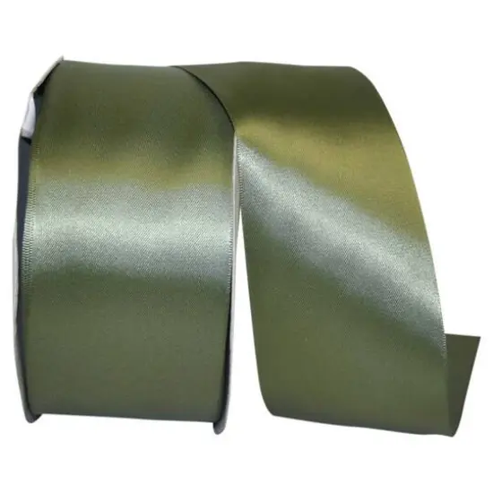 JAM Paper 2.5'' x 50yd. Double Face Satin Ribbon Moss {1}