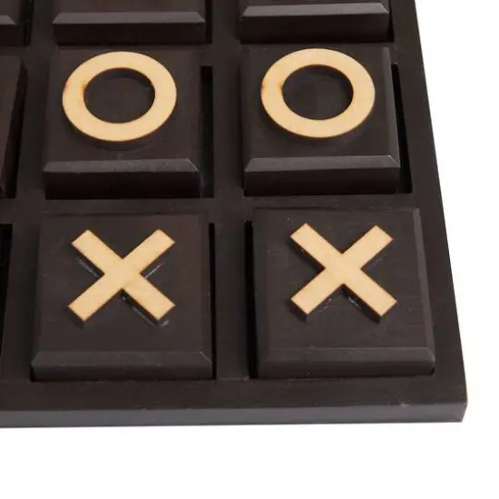 10" Black Wood Tic-Tac-Toe Game Set {4}
