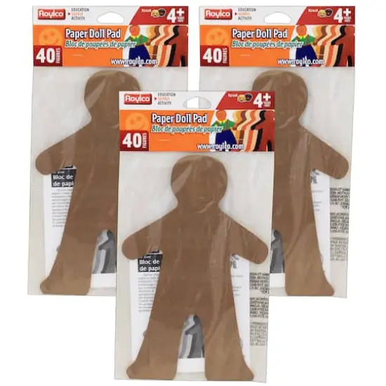 Roylco&reg; 8" x 10" Multicultural Paper Doll Pad, 3 Pack Bundle {1}