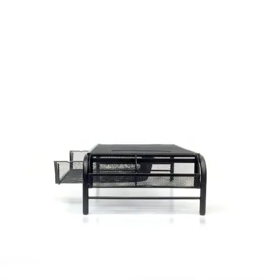 Mind Reader Black Metal Mesh Monitor Riser Stand & Desk Organizer With Drawer Set {5}
