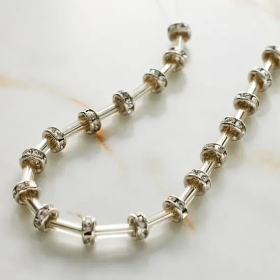 Silver Rhinestone Studded Rondel Beads, 4mm by Bead Landing&trade; {3}