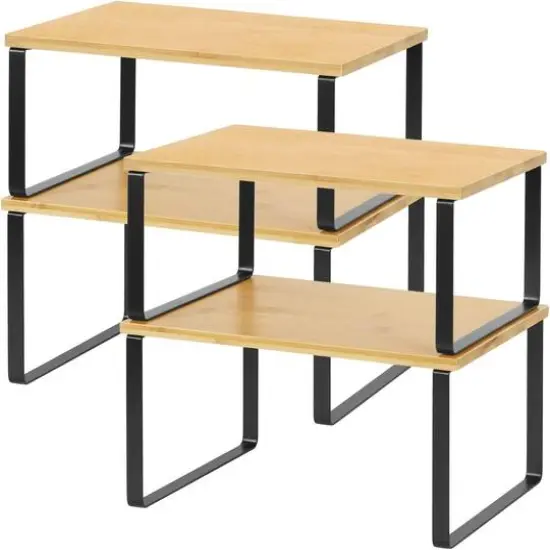 NEX™ Black & Natural Bamboo Cabinet and Counter Shelf Organizer, 4ct. {1}