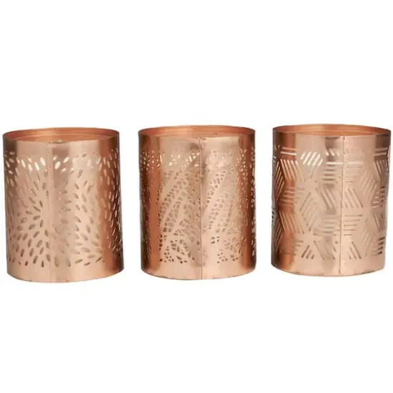 White Wax Campfire Scented Candle with Geometric Copper Containers, 3ct. {5}
