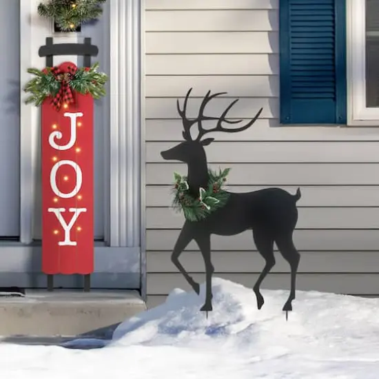 Glitzhome&reg; Metal Reindeer Silhouette Yard Stake Set {6}