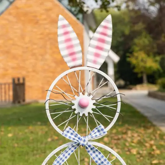 Glitzhome&reg; 38" Easter Wheel Bunny Metal D&eacute;cor {5}