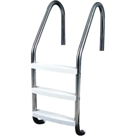 4ft. Silver & White Three Step In-Ground Swimming Pool Ladder {3}