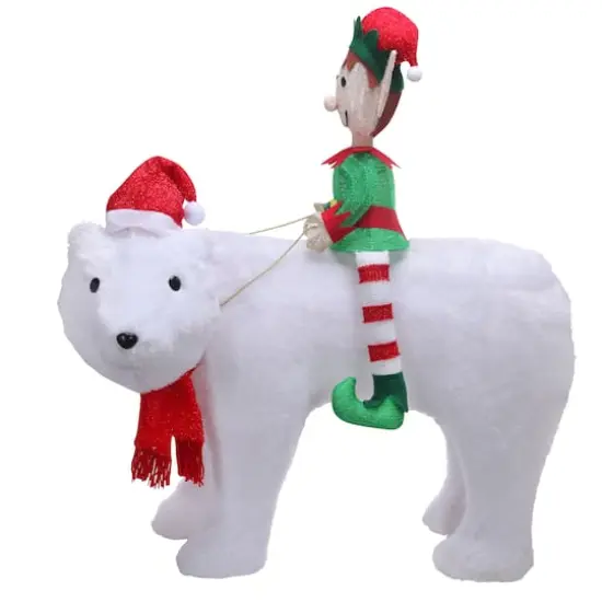 Haute Decor 31.5" Christmas Elf & Polar Bear Pre-Lit LED Yard D&eacute;cor {1}