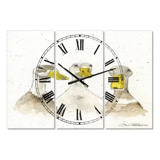 Designart Three White Ducks Farmhouse Multipanel Wall Clock {1}
