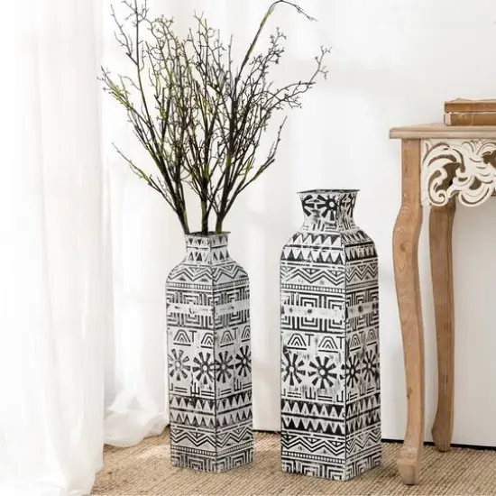 Glitzhome&reg; Textured Metal Boho Vase Set {3}